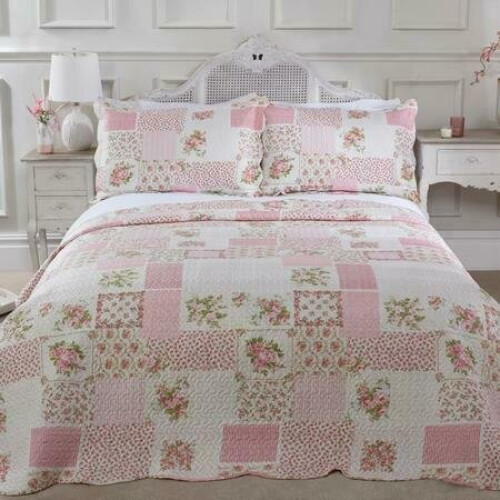 Cotswold Bedspread King Bed Pink Floral Patchwork