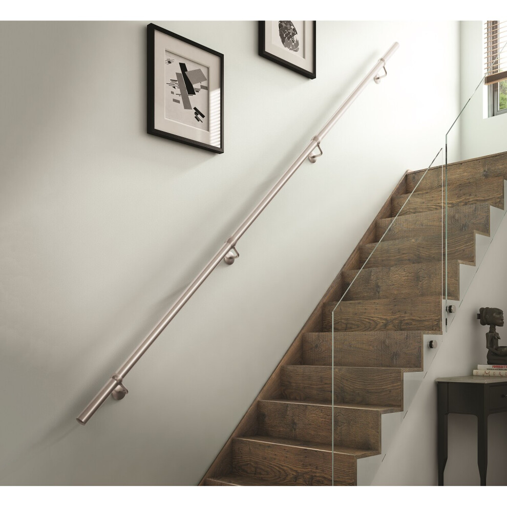 Rothley Polished Stainless Steel Easy Fit Staircase Handrail Kit 3.6M
