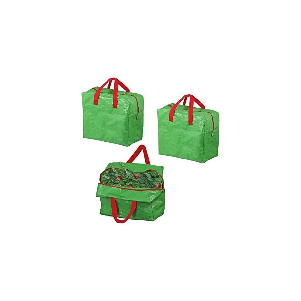 Large Christmas Decorations Bag Xmas Tree Organiser Storage Bag (Pack of 3, Green, 50L)