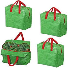 Large Christmas Decorations Bag Xmas Tree Organiser Storage Bag (Pack of 4, Green, 50L)