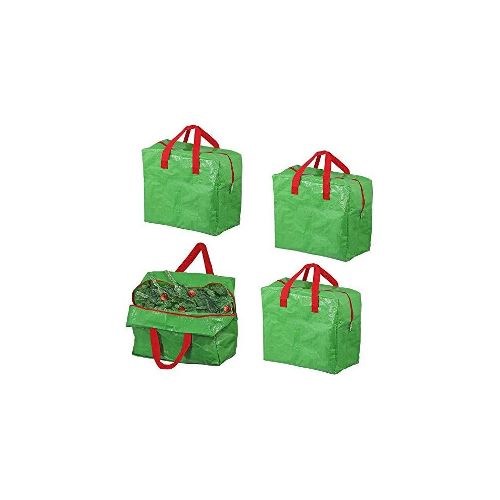 Large Christmas Decorations Bag Xmas Tree Organiser Storage Bag (Pack of 4, Green, 50L)