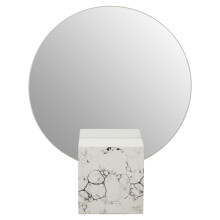 Premier Housewares Mirror for Hallway / Bathroom Monochrome Finish Garden Mirrors With White Marble Effect Frame Round Mirrors For