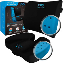 Everlasting Comfort Memory Foam Seat Cushion and Lumbar Back Cushion Combo - Gel Infused and Ventilated - Ergonomic Design for Coccyx and Tailbone