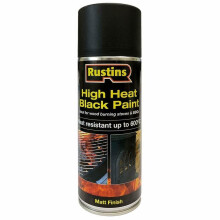 Rustins High Heat Black Paint Spray 400ml HRBL400 - Withstands up to 600C, Fast-Dry Matte Finish