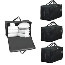 Extra Large Canvas Fabric Laundry Washing Storage Bag (Pack of 4, Black, 100L)