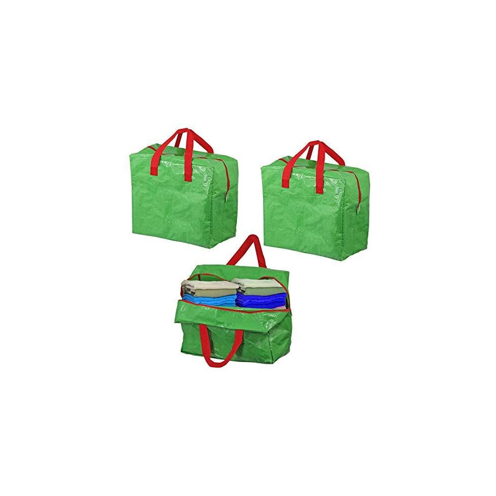 Large Clothes Shoes Wardrobe Organiser Storage Bag (Pack of 3, Green, 50L)