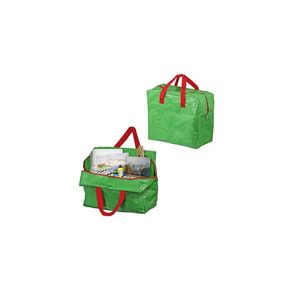 Spares2go Large Arts & Crafts Painting Drawing Organiser Bag (Pack Of 2, Green, 50L)