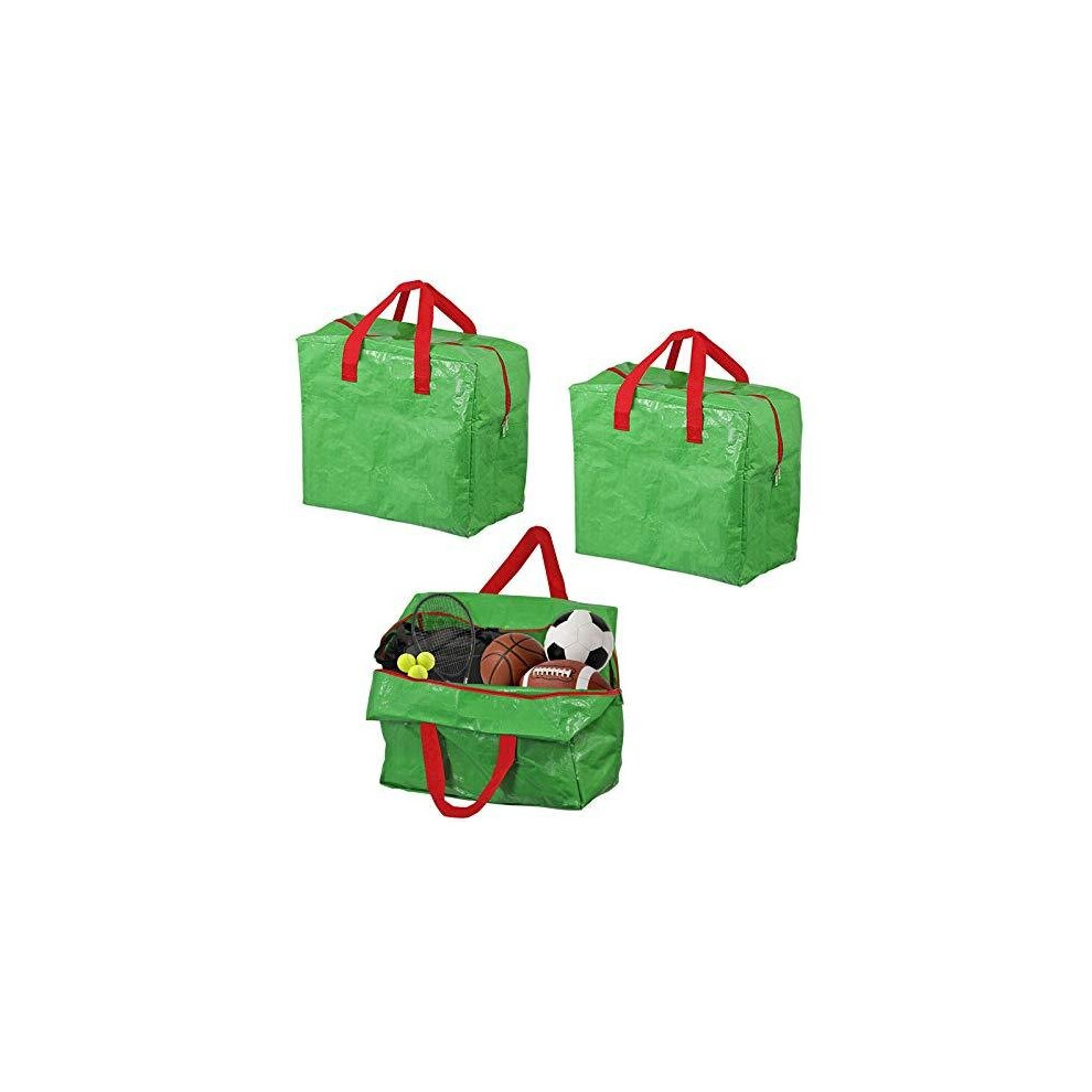 Spares2go Large Sports Kit Football Balls Rugby Hockey Cricket Tennis Organiser Storage Bag (Pack Of 3, 50L) Green