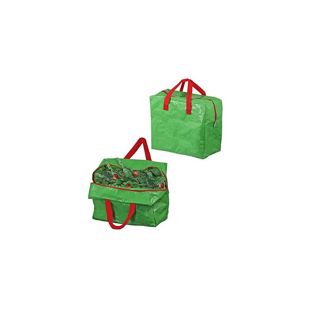 Large Christmas Decorations Baubles Bag Xmas Tree Organiser Bag (Pack of 2, Green, 50L)