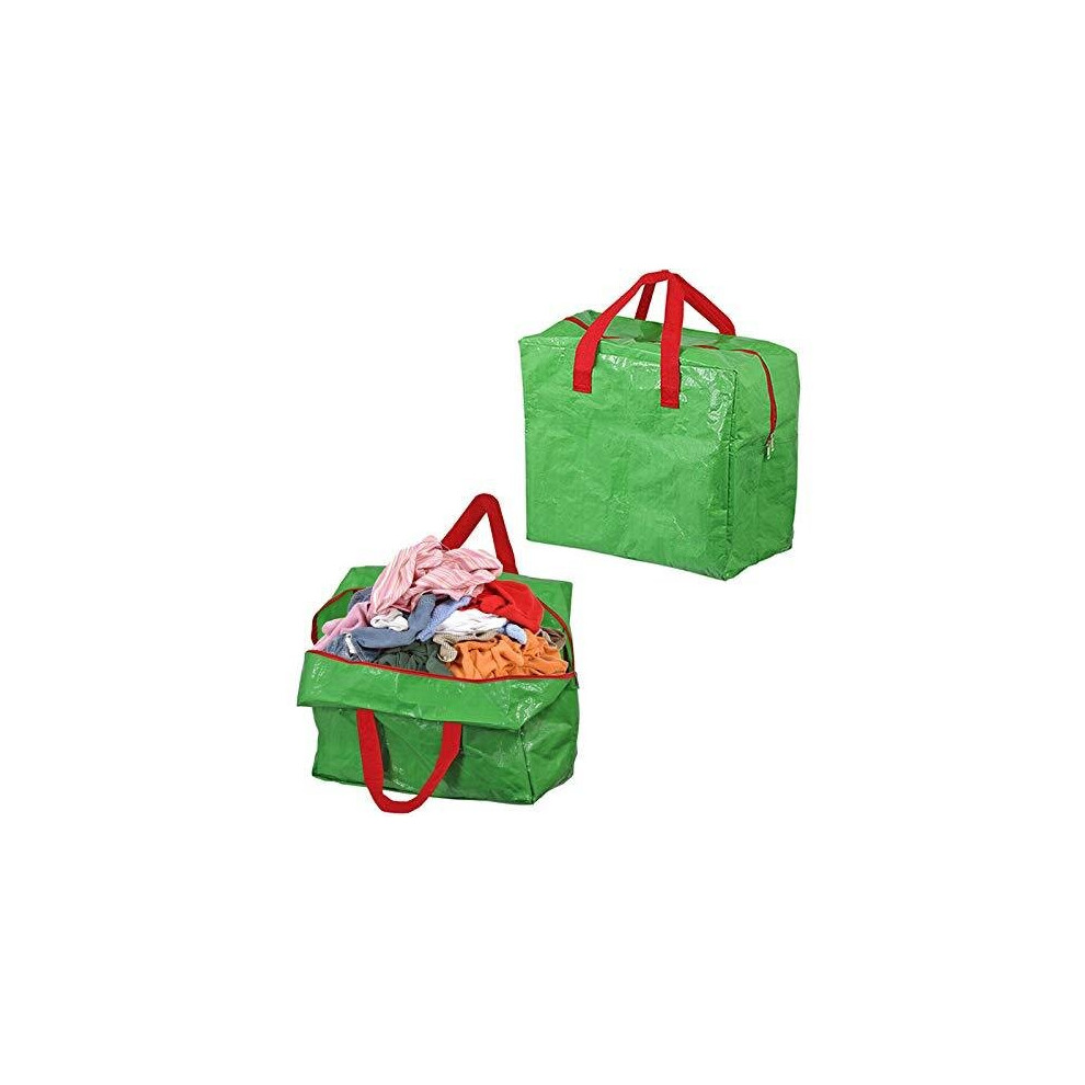 Large Laundry Washing Organiser Bag (Pack of 2, Green, 50L)