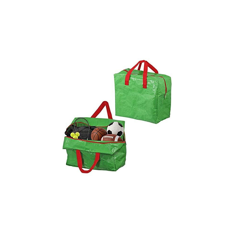 Spares2go Large Sports Kit Football Balls Rugby Hockey Cricket Tennis Organiser Bag (Pack Of 2, 50L) Green