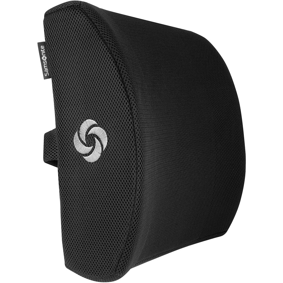 SAMSONITE SA5243 -Ergonomic Lumbar Support Pillow - Elevates Lower Back Comfort - 100% Pure Memory Foam - Use in Car or Office Chair - Fits Most Seats