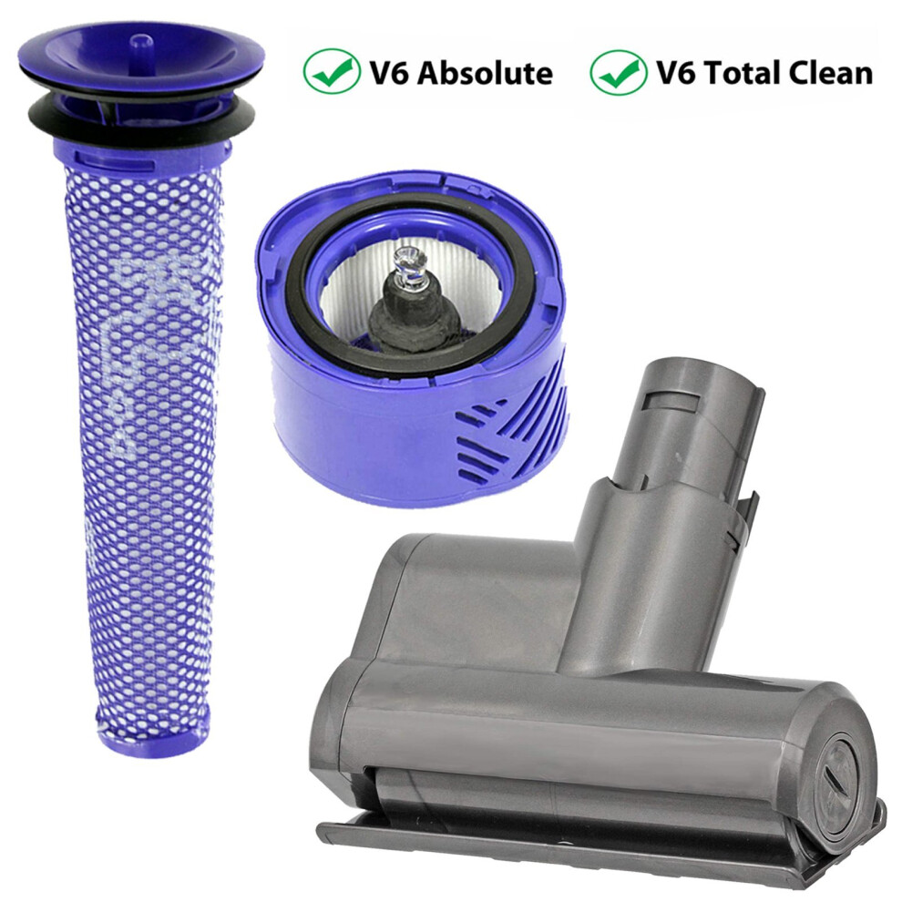 Spares2go Pre & Post Motor Filter Kit For Dyson V6 Absolute Total Clean Cordless Vacuum Cleaner + Motorised Mini Turbine Tool