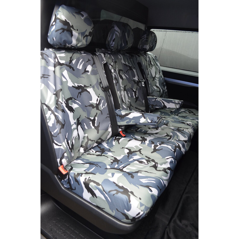 (Rear Crew Cab (Non-Tumble), Camouflage) Turtle Covers Toyota Proace 2016+ Seat Covers Grey 5057605018782