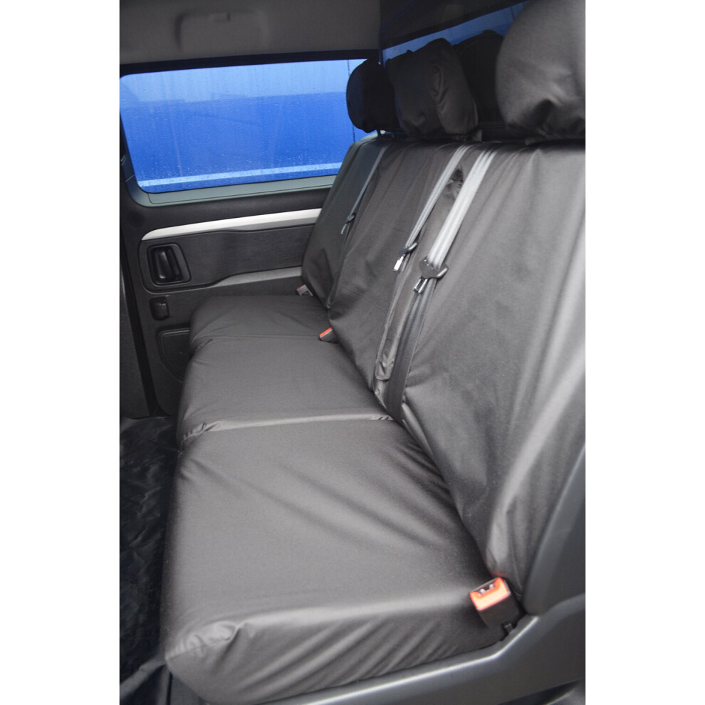 (Rear Crew Cab (Non Tumble), ) Turtle Covers Vauxhall Vivaro 2019+ Seat Covers Black 5057605033655