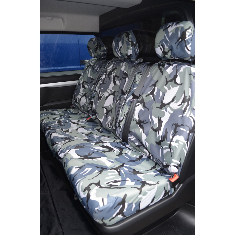 (Rear Crew Cab (Non Tumble), Camouflage) Turtle Covers Vauxhall Vivaro 2019+ Seat Covers Grey 5057605033679
