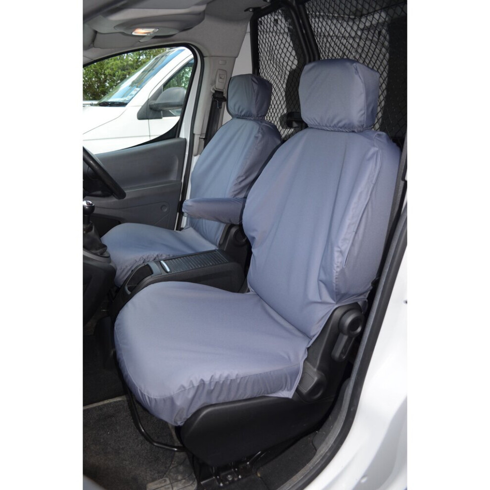 (Front Pair, ) Turtle Covers Peugeot Partner 2008-2018 Seat Covers Grey 5057605007236
