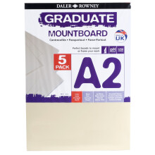 Daler Rowney A2 Ivory Graduate Mount Board Pack of 5 - 1250u, Alkaline Sized & pH Neutral, FATG Standard - 329205030