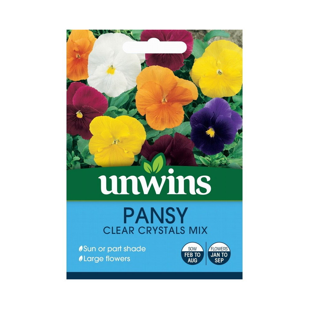 Unwins Grow Your Own Pansy Clear Crystal Mix Solid Colour Flower Seeds