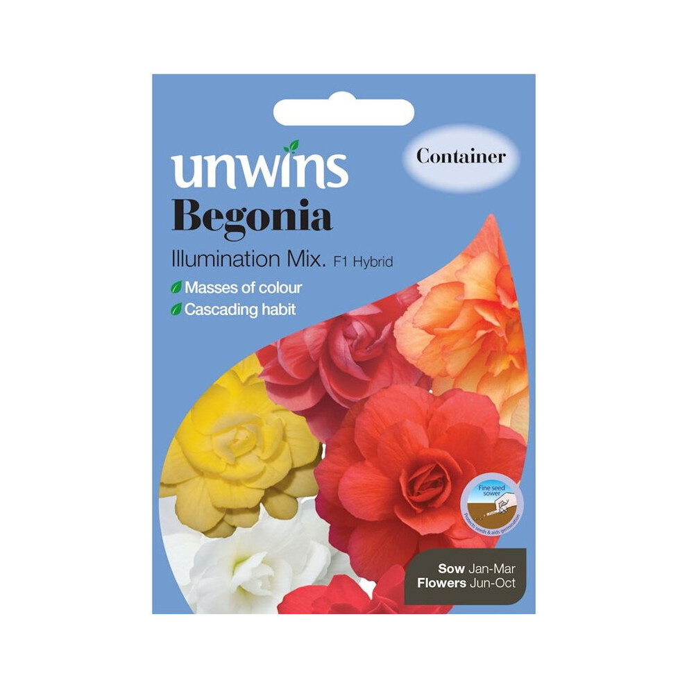 Unwins Grow Your Own Begonia Illumination Mix Mass Colour Flower Seeds
