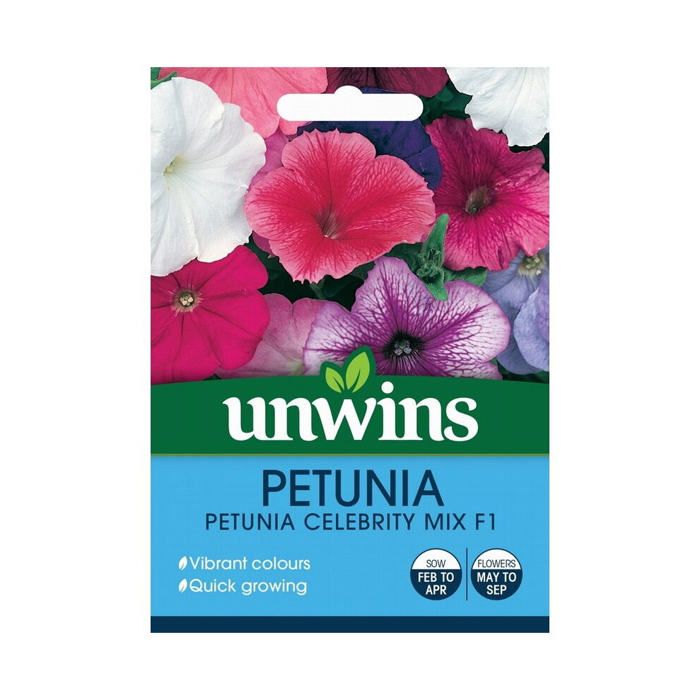 Unwins Grow Your Own Petunia Celebrity Mix F1 Vibrant Colour Seeds