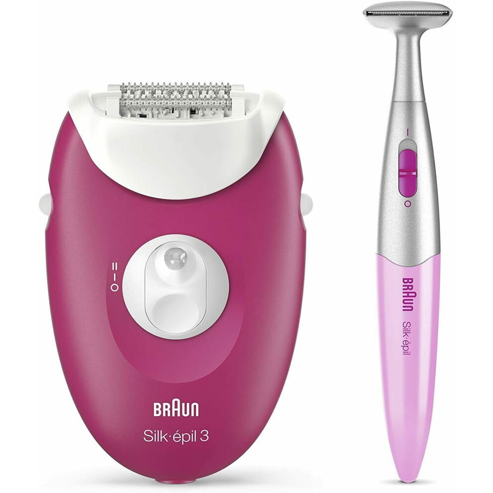 Braun Silk Epil 3 Bikini Trimmer + Epilator - Pink/White