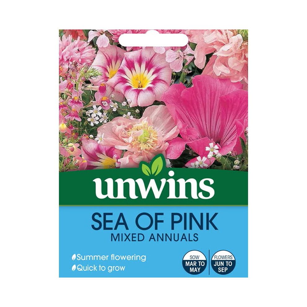 Unwins Grow Your Own Sea Of Mixed Annuals Summer Flowering Seeds Pink