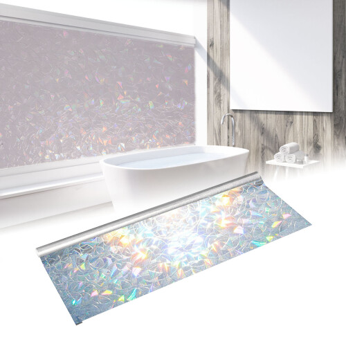 Rainbow Window Film With Trees & Butterflies - 39.3x17.7 Inch Privacy Window Cling