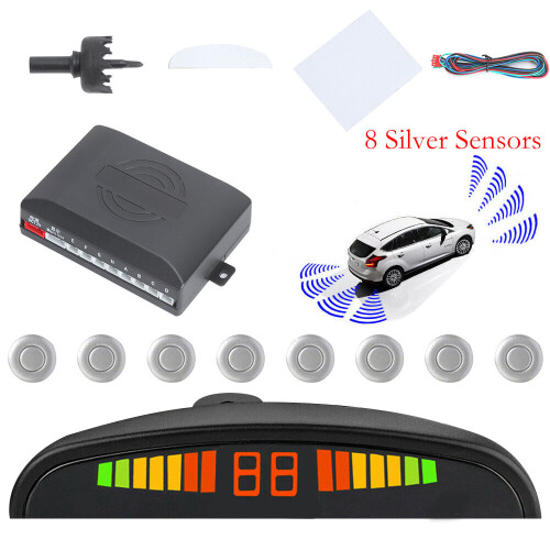 LED Alarm Front And Rear 8 Sensors Reverse Parking Sensors Kit