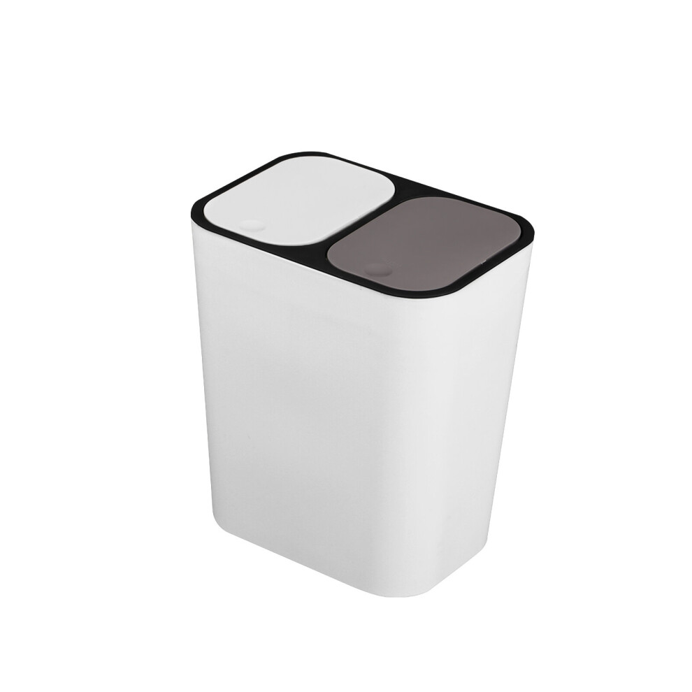 (Grey) 12 Liter Rectangle Dual Compartment Trash Can Bin