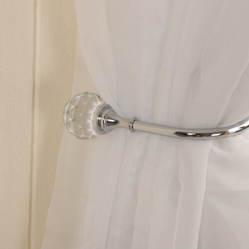 2Pcs Silver Metal Crystal Holdback Wall Tie Backs Curtain Hooks Hanger 1