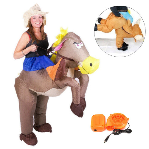 Adult Inflatable Horse Jockey Costume Fancy Dress Outfit Races Night on ...