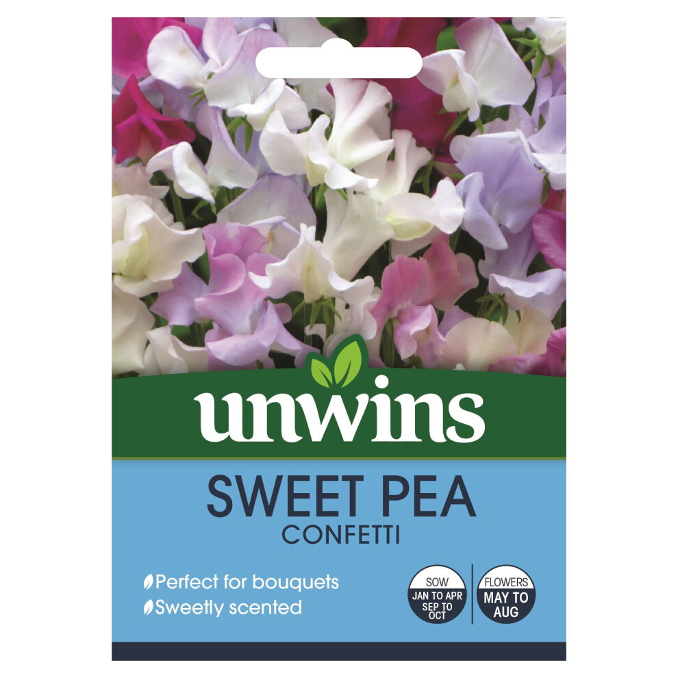 Unwins Flower Seeds Sweet Pea 'Confetti' Flowers Pastel Colours
