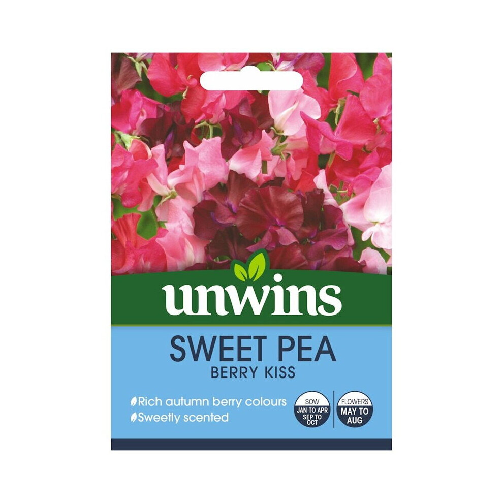 Unwins Flower Seeds Sweet Pea 'Berry Kiss' Flowers Pink/Red