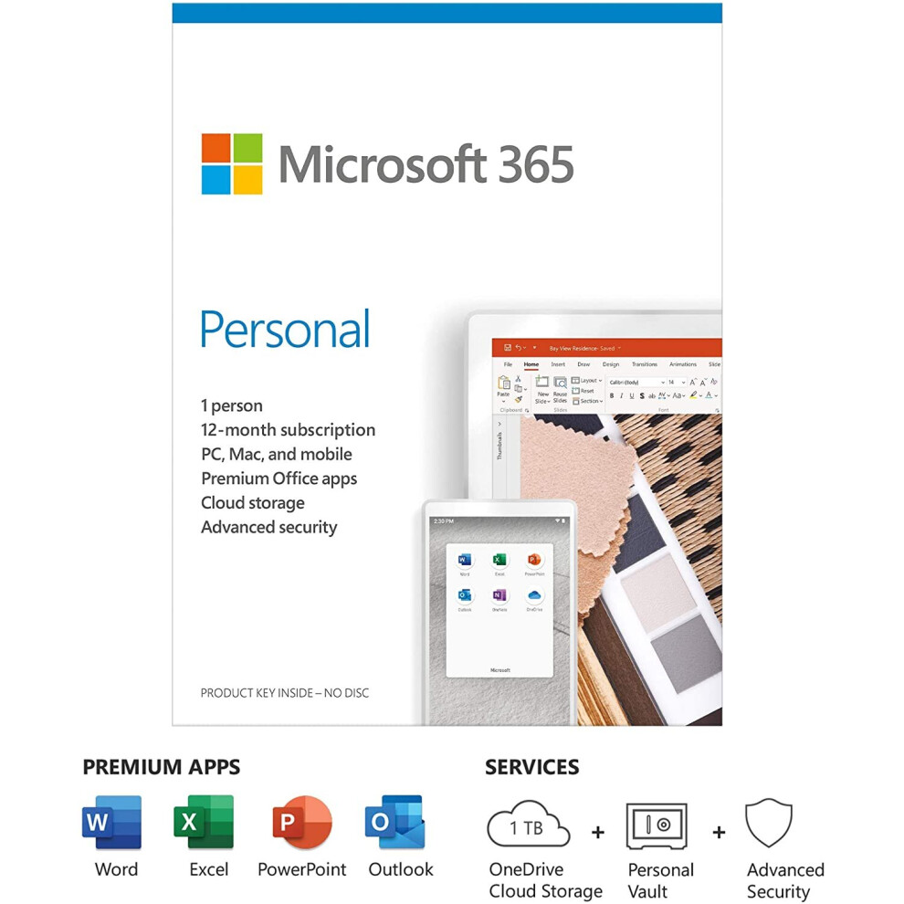 Microsoft 365 Personal Box Pack | 1-User | 1 Year Licence | Medialess | English