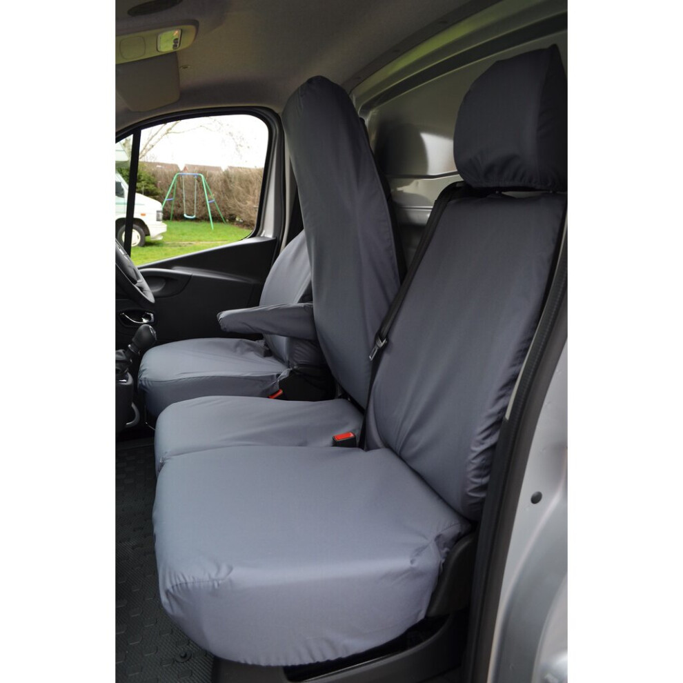 (Front 3 (Middle Seat Folds), ) Turtle Covers Vauxhall Vivaro 2014-2019 Seat Covers Grey 5057605010908