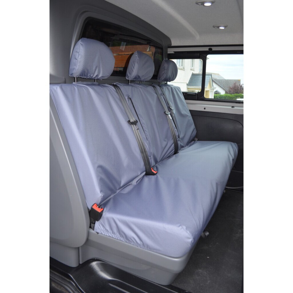(Rear Crew Cab 3 Seater, ) Turtle Covers Vauxhall Vivaro 2014-2019 Seat Covers Grey 5057605011080