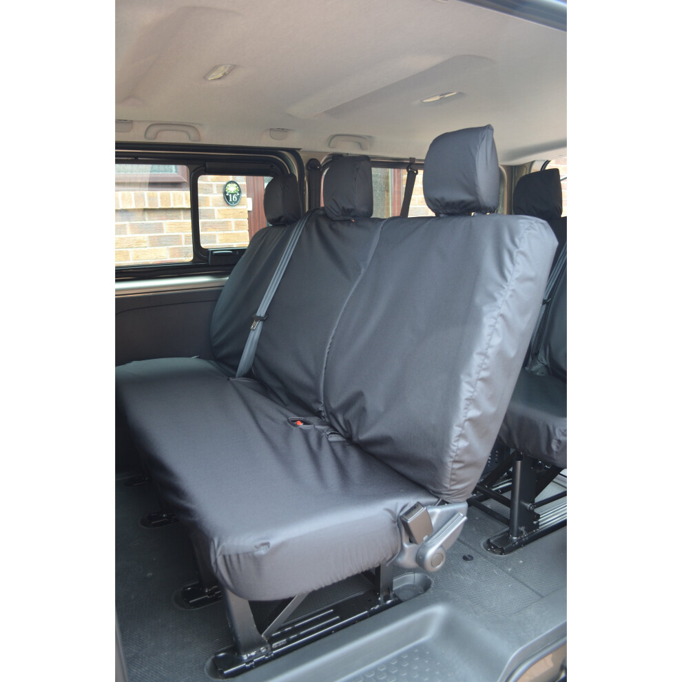 (Rear 2Nd Row Single And Double (Minibus), ) Turtle Covers Vauxhall Vivaro 2014-2019 Seat Covers Black 5057605011165