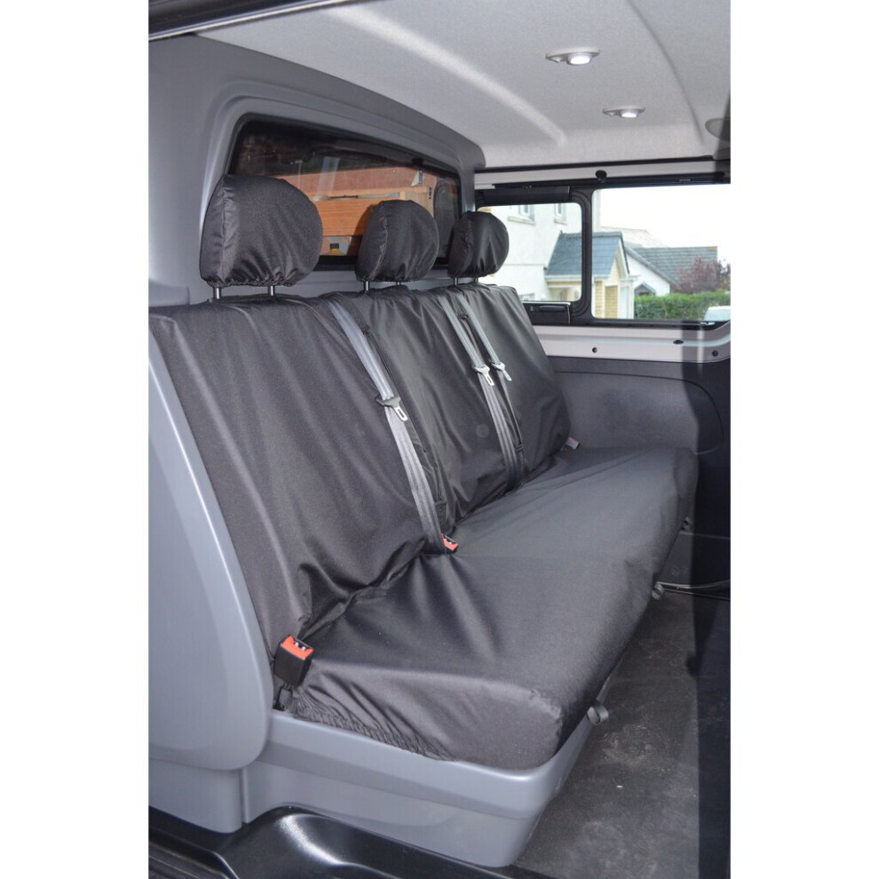 (Rear Crew Cab 3 Seater, ) Turtle Covers Vauxhall Vivaro 2014-2019 Seat Covers Black 5057605011073