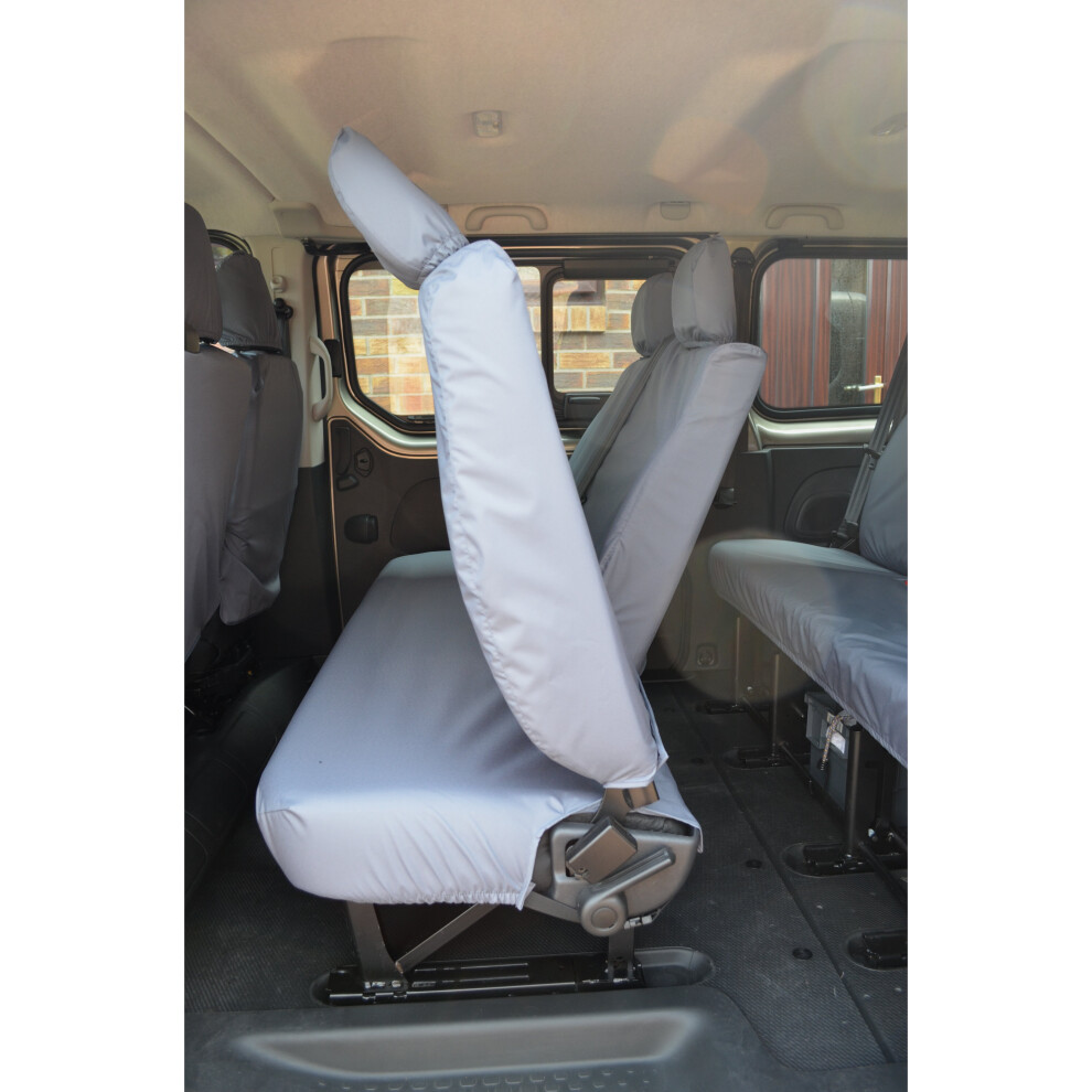 (Rear 2Nd Row Single And Double (Minibus), ) Turtle Covers Vauxhall Vivaro 2014-2019 Seat Covers Grey 5057605011172