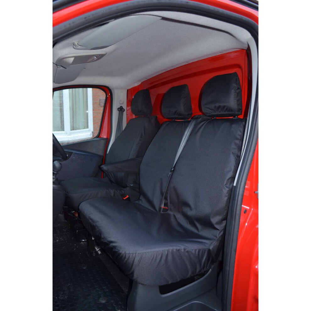(Front 3 (No Folding Seat, No Lift Up Seat Bases), ) Turtle Covers Vauxhall Vivaro 2014-2019 Seat Covers Black 5057605010830