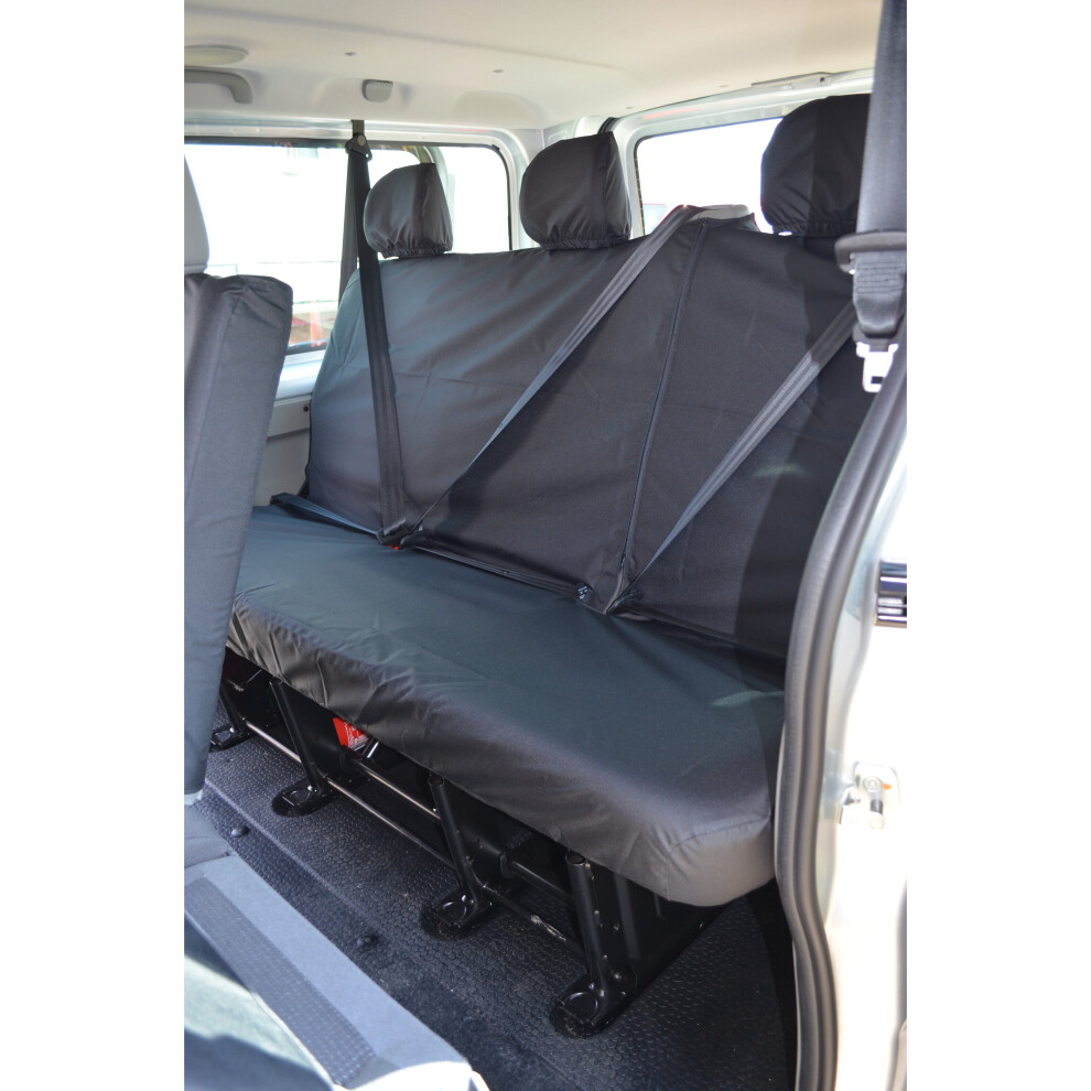 (Rear 3Rd Row Triple (Minibus), ) Turtle Covers Vauxhall Vivaro 2014-2019 Seat Covers Black 5057605011202