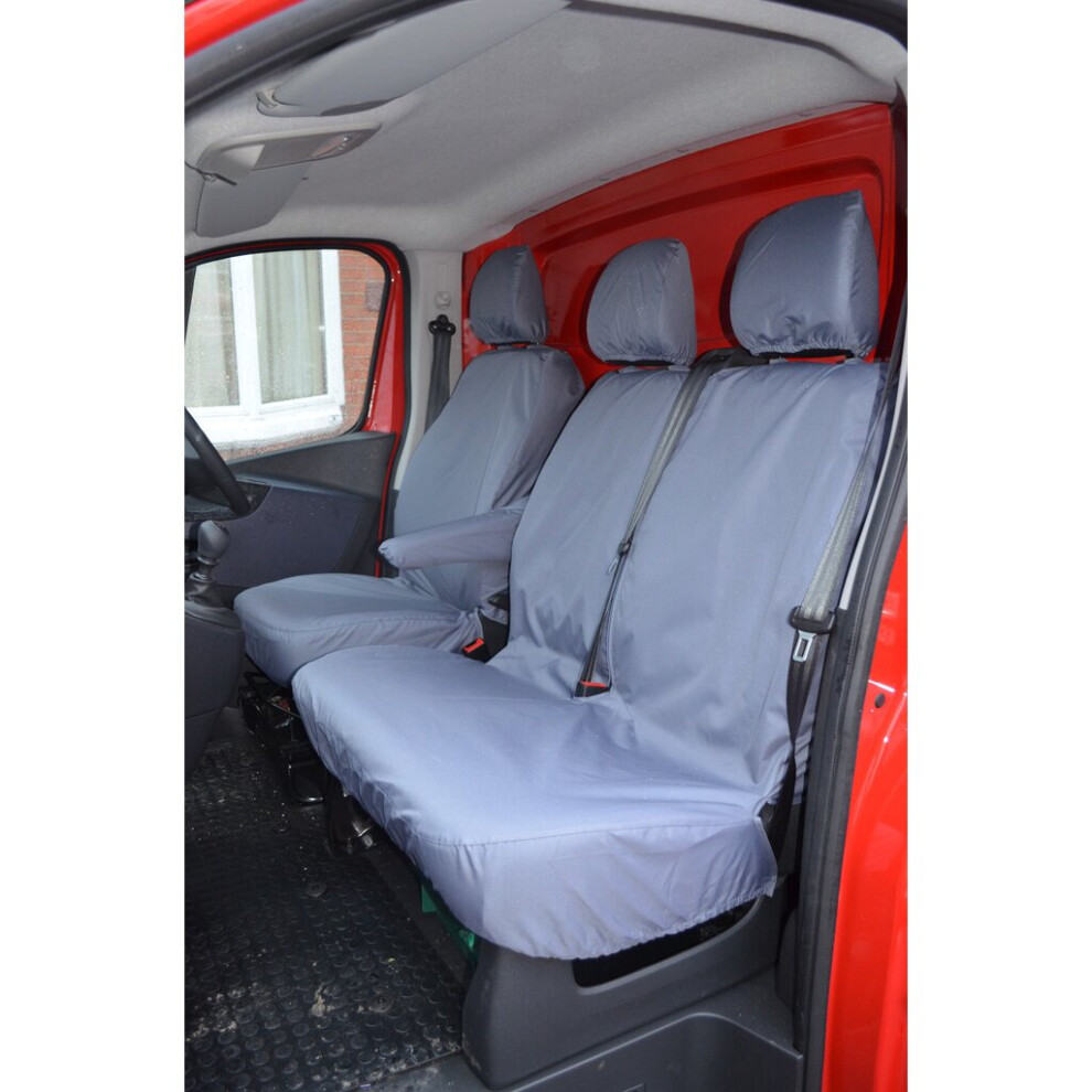 (Front 3 (No Folding Seat, No Lift Up Seat Bases), ) Turtle Covers Vauxhall Vivaro 2014-2019 Seat Covers Grey 5057605010847