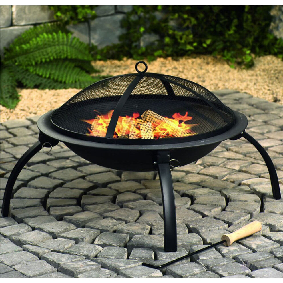 (Round Fire Pit) Outdoor Garden Patio Heater Chimnea Fire Pit Open Heat Gas Charcoal Fuel Burners