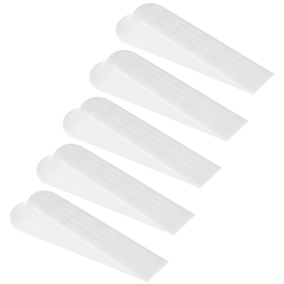 5pcs Plastic Non Slip Door Stop Stops Stoppers Block Wedges White