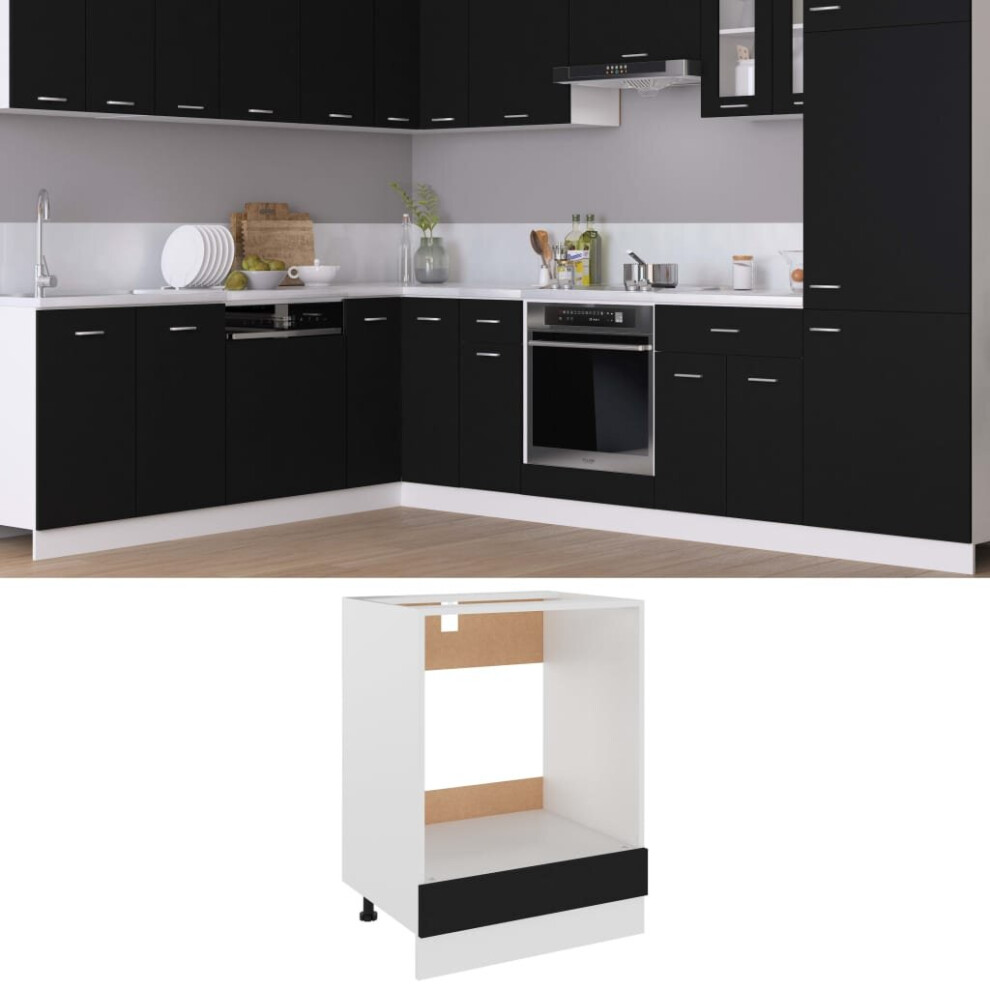 vidaXL Kitchen Cabinet Black Chipboard Home Kitchen Storage Shelf Organiser