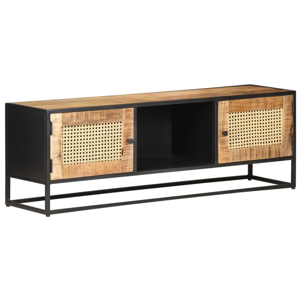 vidaXL Rough Mango Wood TV Cabinet Natural Cane Sideboard Stereo Media Stand