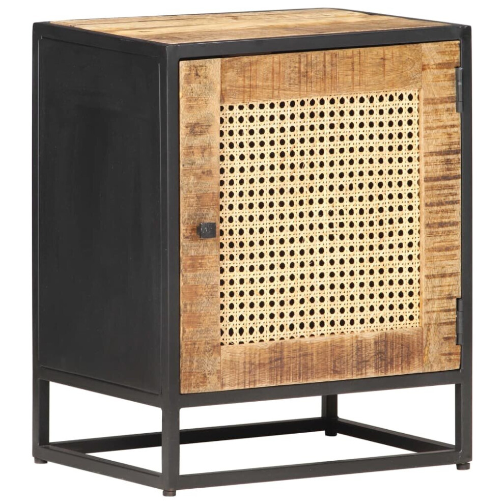 Vidaxl Rough Mango Wood Bedside Cabinet Natural Cane Nightstand Furniture