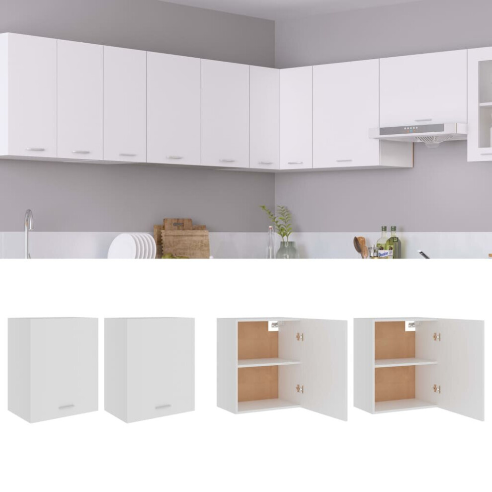 vidaXL 2x Kitchen Cabinets White Engineered Wood Home Storage Shelf Organiser
