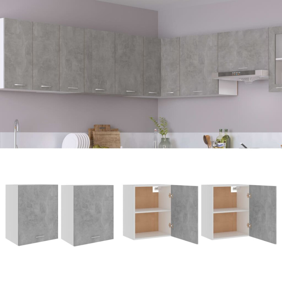 vidaXL 2x Kitchen Cabinets Concrete Grey Engineered Wood Storage Organiser